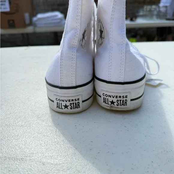 Converse White High-Top Platform Sneakers, size 7.5 - Picture 4 of 6